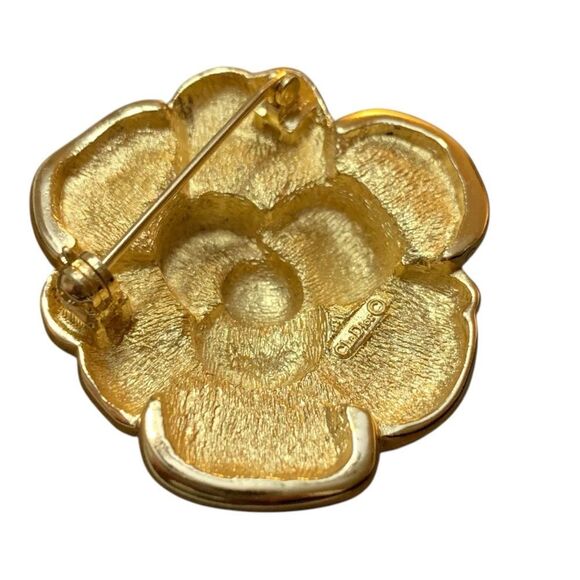 Vintage Christian Dior Crystal Camellia Flower Brooch - Picture 4 of 5
